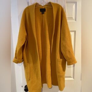 Adrienne Vittadini Mustard Yellow Open Front Cardigan
